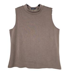 Sampeel Tank Top Womens Large Brown Mock Neck Sleeveless Basic Solid Soft Knit
